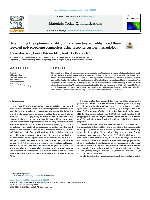 (PDF) Determining the optimum conditions for silane treated rubberwood ...