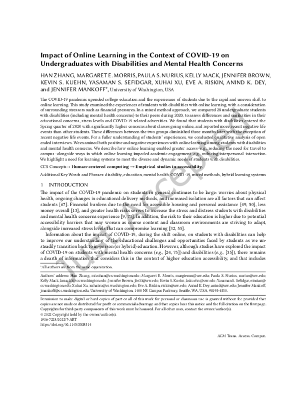 (PDF) Impact of Online Learning in the Context of COVID-19 on ...