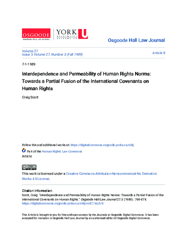 (PDF) Interdependence and Permeability of Human Rights Norms: Towards a ...