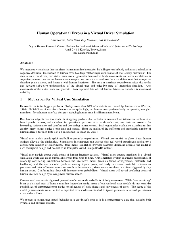 (PDF) 3 Implementation a Virtual Car Driver : Simulation of Behaviors ...
