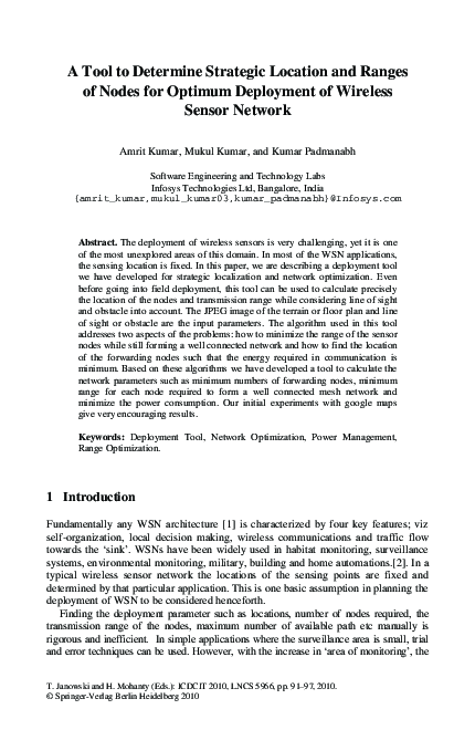 (PDF) A Tool to Determine Strategic Location and Ranges of Nodes for ...