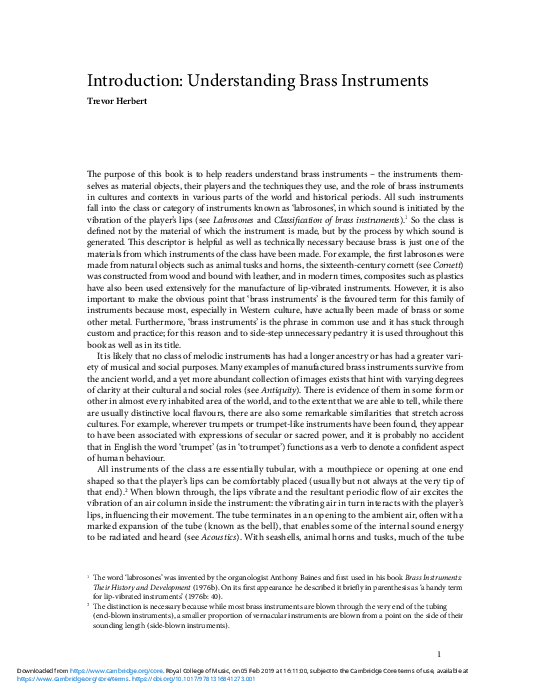(PDF) Introduction Understanding Brass Instruments Trevor Herbert Academia.edu