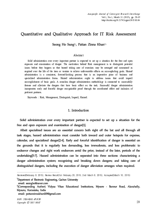 (PDF) Quantitative and Qualitative Approach for IT Risk Assessment