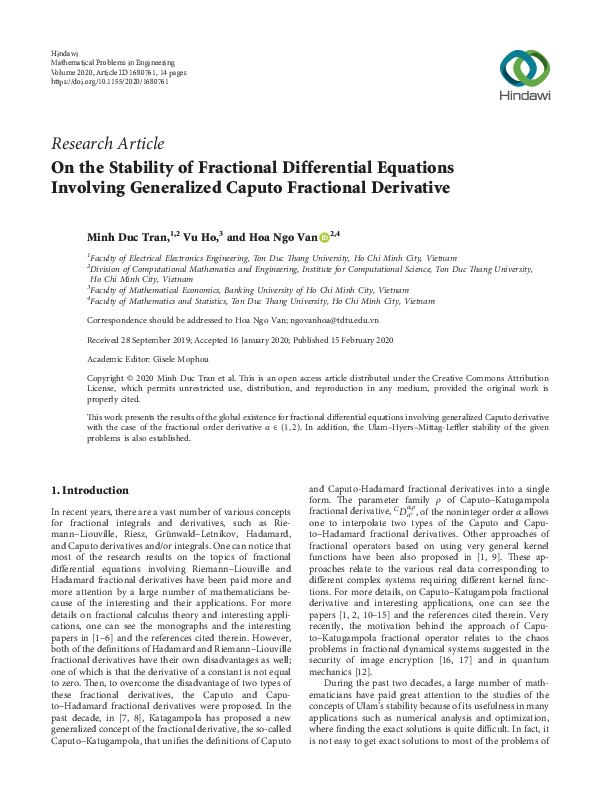 (PDF) On the Stability of Fractional Differential Equations Involving ...