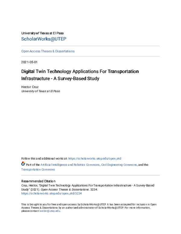 (PDF) Digital Twin Technology Applications for Transportation ...