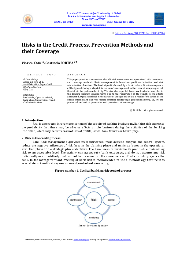 (PDF) Risks in the Credit Process, Prevention Methods and their Coverage