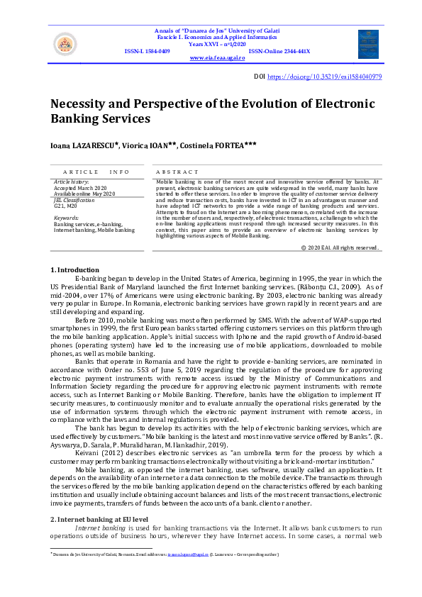 (PDF) Necessity and Perspective of the Evolution of Electronic Banking ...