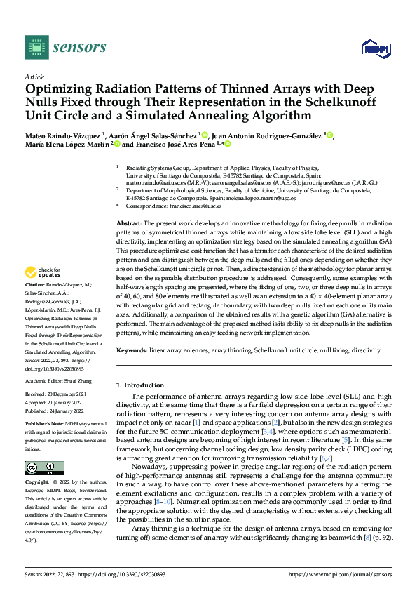 (PDF) Optimizing Radiation Patterns of Thinned Arrays with Deep Nulls ...