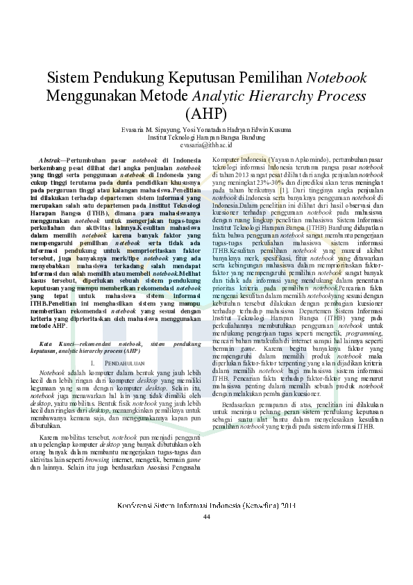 Pdf Sistem Pendukung Keputusan Pemilihan Notebook Menggunakan Metode Pdf Sistem Pendukung Keputusan Pemilihan Notebook Menggunakan Metode