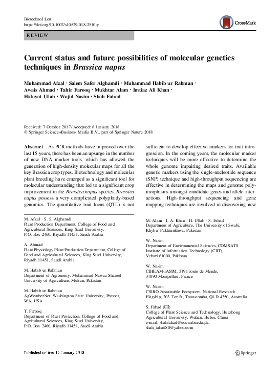 (PDF) Current status and future possibilities of molecular genetics ...