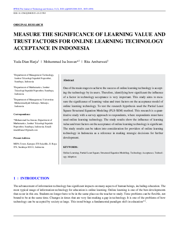 (PDF) Measure The Significance of Learning Value and Trust Factors for ...