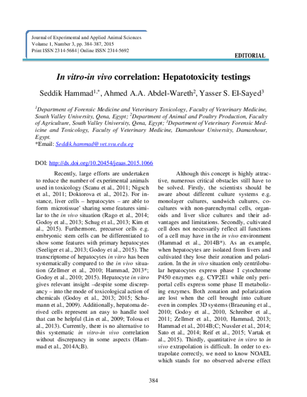 (PDF) In vitro-in vivo correlation: Hepatotoxicity testings