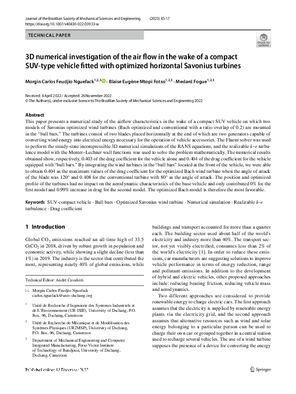 (PDF) 3D numerical investigation of the air flow in the wake of a ...