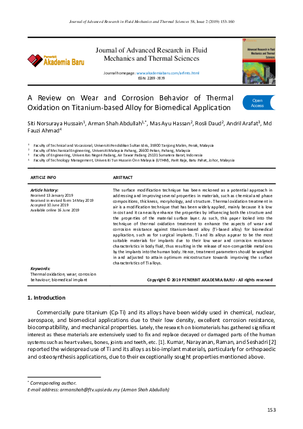 (PDF) A Review on Wear and Corrosion Behavior of Thermal Oxidation on ...
