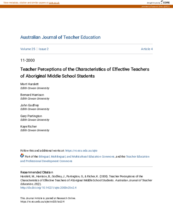 (PDF) Teacher Perceptions of the Characteristics of Effective Teachers ...