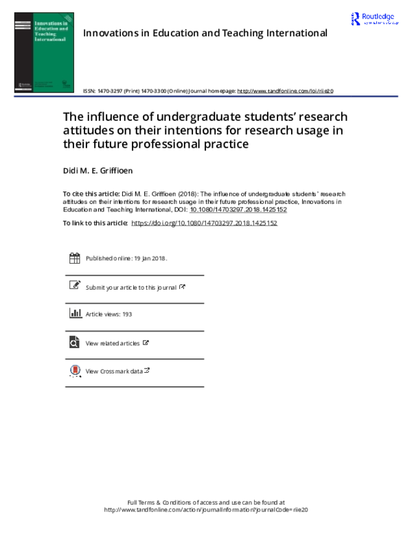 (PDF) The influence of undergraduate students’ research attitudes on ...