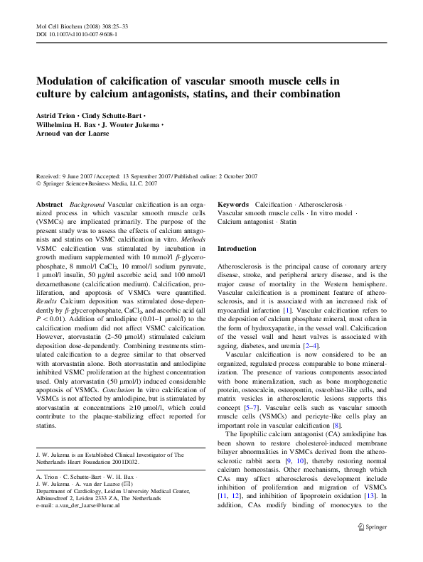 (PDF) Modulation of calcification of vascular smooth muscle cells in ...