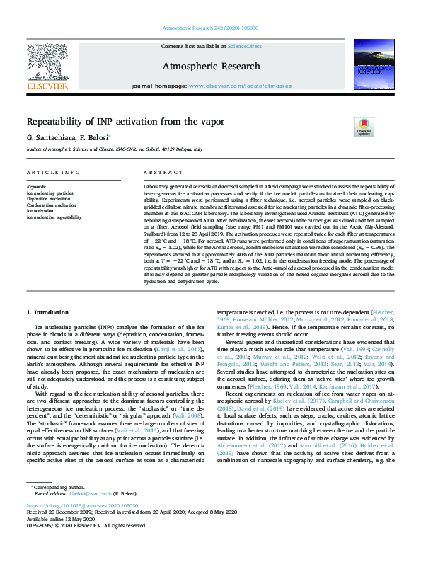 (PDF) Repeatability of INP activation from the vapor