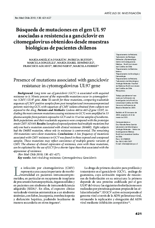 (PDF) Búsqueda de mutaciones en el gen UL 97 asociadas a resistencia a ...