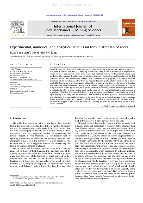 (PDF) Experimental, numerical and analytical studies on tensile ...