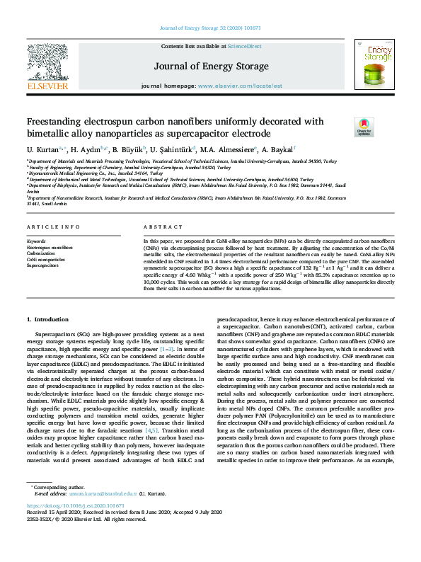 (PDF) Freestanding electrospun carbon nanofibers uniformly decorated ...