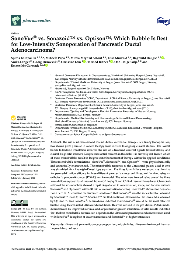 (PDF) SonoVue® vs. Sonazoid™ vs. Optison™: Which Bubble Is Best for Low ...