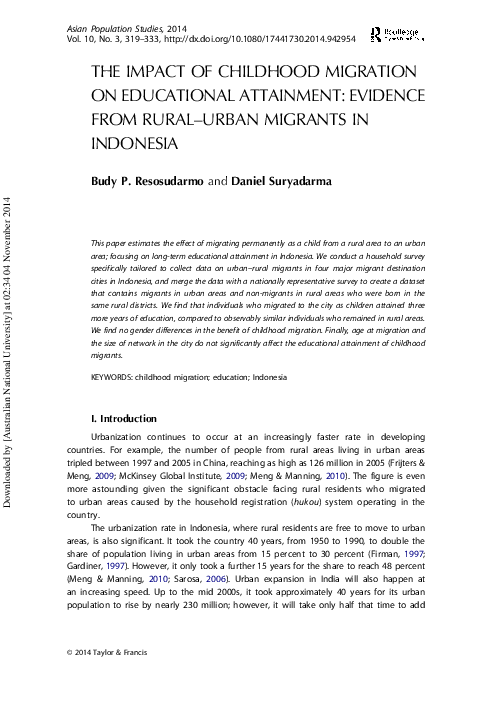 (PDF) The Impact of Childhood Migration on Educational Attainment ...