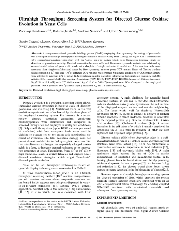 (PDF) Ultrahigh Throughput Screening System for Directed Glucose ...