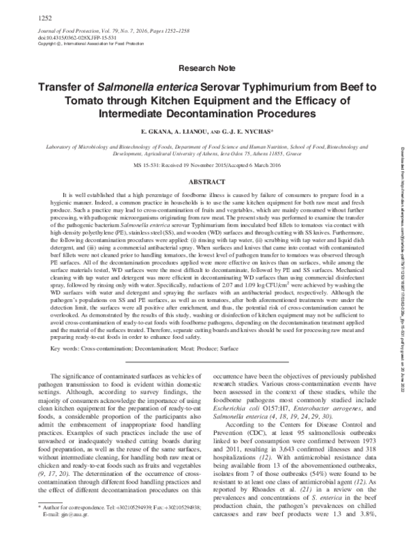 (PDF) Transfer of Salmonella enterica Serovar Typhimurium from Beef to ...
