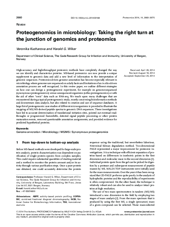 (PDF) Proteogenomics in microbiology: Taking the right turn at the ...