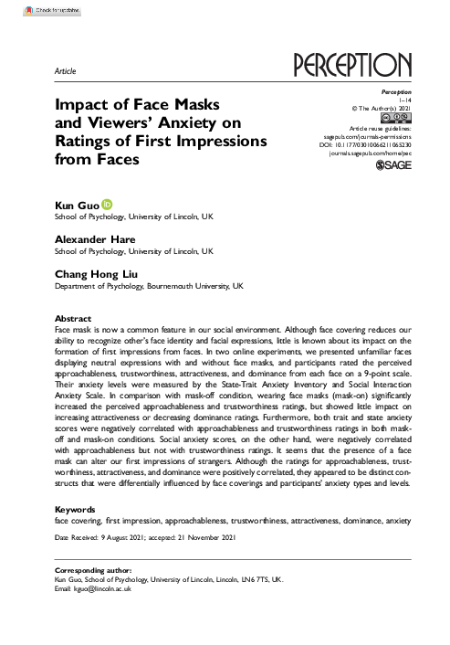 (PDF) Impact of Face Masks and Viewers’ Anxiety on Ratings of First ...