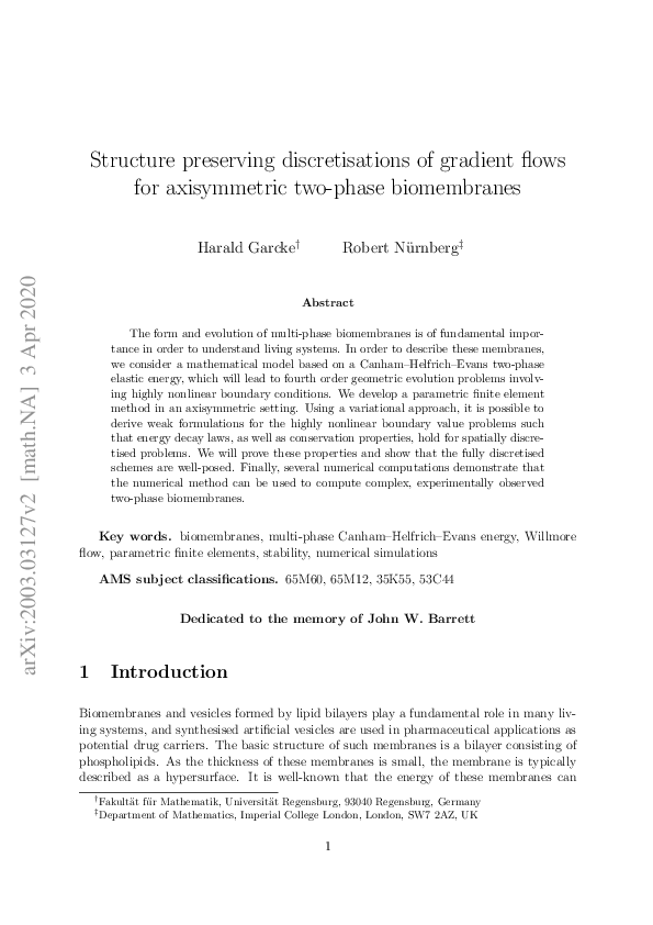 (PDF) Structure preserving discretisations of gradient flows for ...