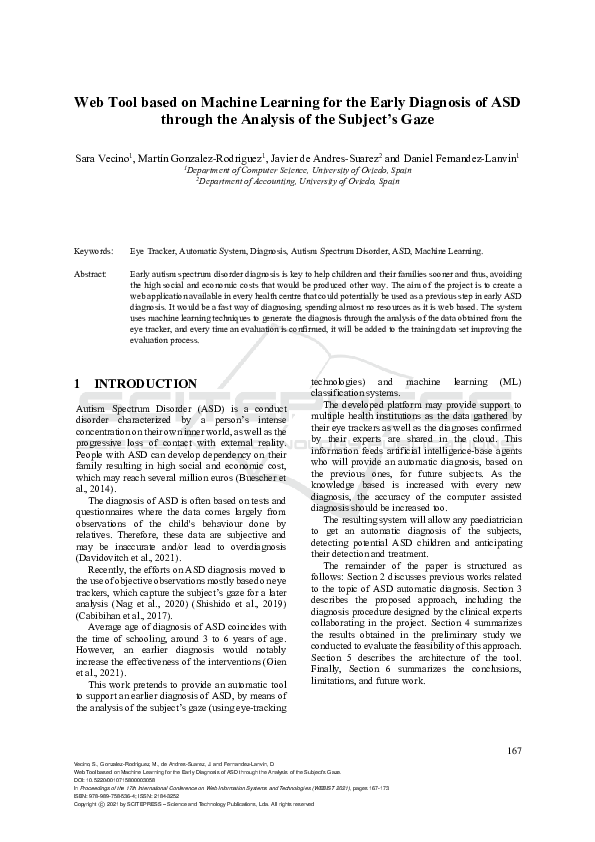 (PDF) Web Tool based on Machine Learning for the Early Diagnosis of ASD ...