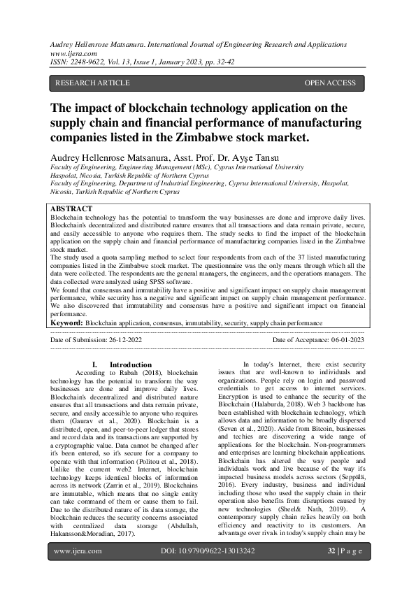 (PDF) The impact of blockchain technology application on the supply ...