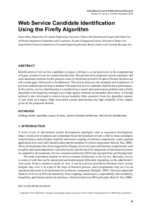 (PDF) Web Service Candidate Identification Using the Firefly Algorithm