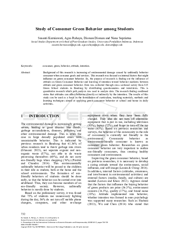 (PDF) Study of Consumer Green Behavior among Students