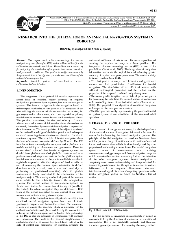 (PDF) Research Into the Utilization of an Inertial Navigation System in ...