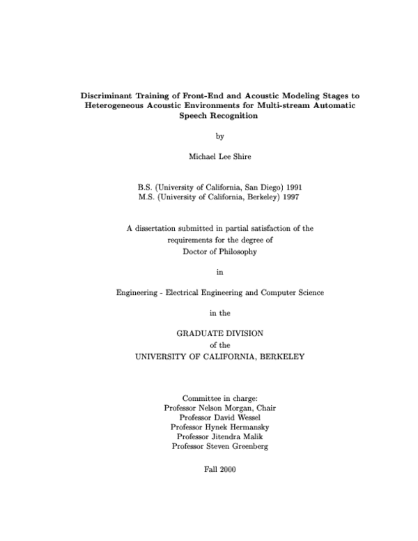 (PDF) Discriminant training of front-end and acoustic modeling stages ...