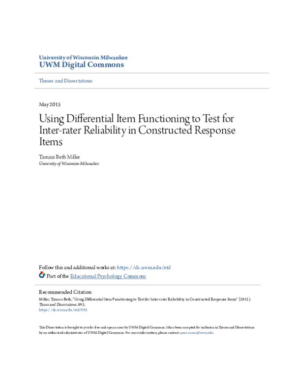 (PDF) Using Differential Item Functioning to Test for Interrater ...
