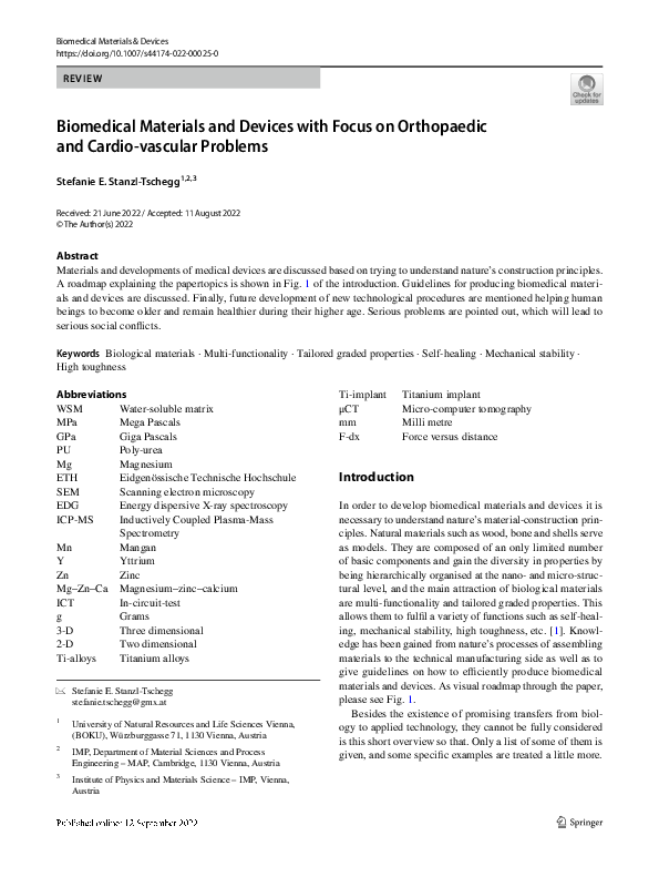 (PDF) Biomedical Materials and Devices with Focus on Orthopaedic and ...