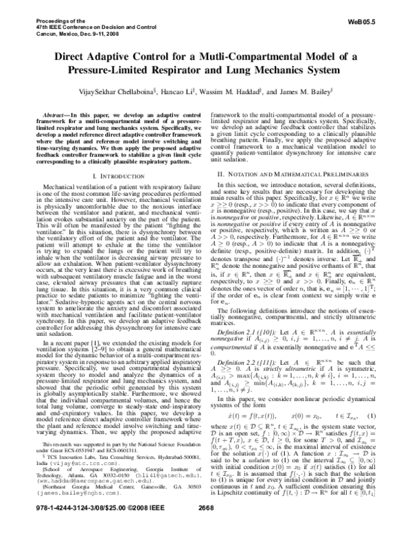 (PDF) Direct adaptive control for a mutli-compartmental model of a ...