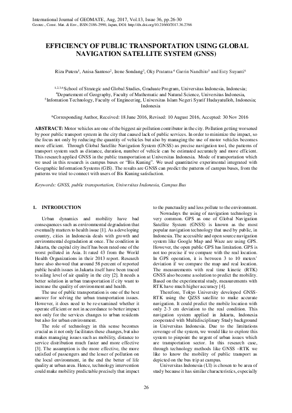 (PDF) Efficiency of Public Transportation Using Global Navigation