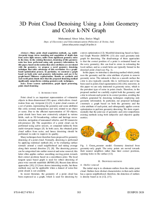 (PDF) 3D Point Cloud Denoising Using a Joint Geometry and Color k-NN Graph