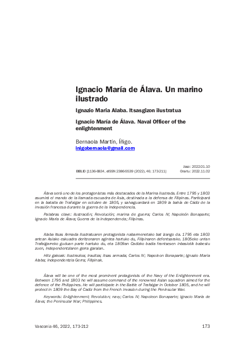 (PDF) Ignacio María de Álava. Un marino ilustrado Íñigo Bernaola
