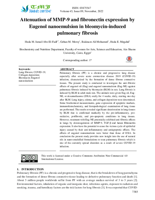 (PDF) Attenuation of MMP-9 and fibronectin expression by Eugenol ...