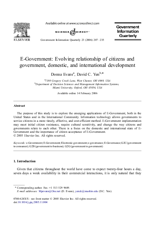 (PDF) E-Government: Evolving relationship of citizens and government ...