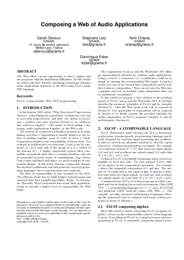 (PDF) Composing a Web of Audio Applications