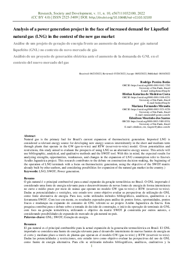 (PDF) Analysis of a power generation project in the face of increased ...