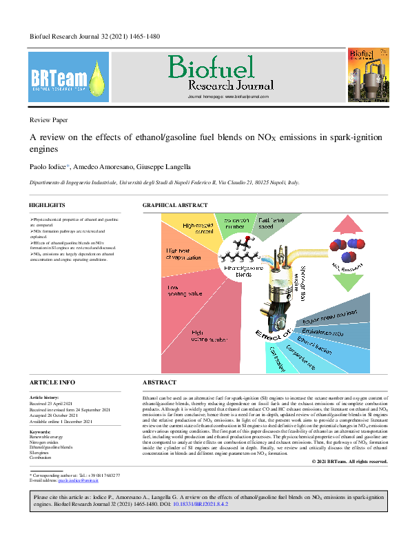 (PDF) A review on the effects of ethanol/gasoline fuel blends on NOX ...
