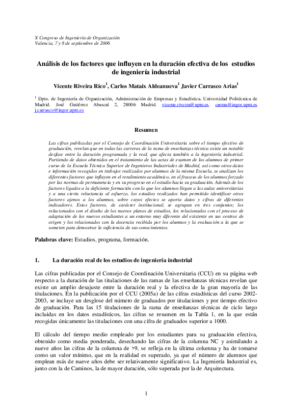 (PDF) Análisis De Los Factores Que Influyen en La Duración Efectiva De ...